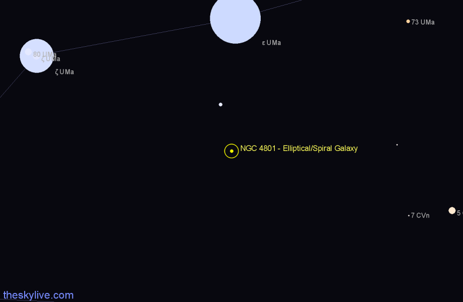 Finder chart NGC 4801 - Elliptical/Spiral Galaxy in Ursa Major star