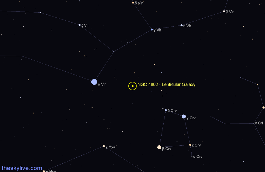 Finder chart NGC 4802 - Lenticular Galaxy in Virgo star