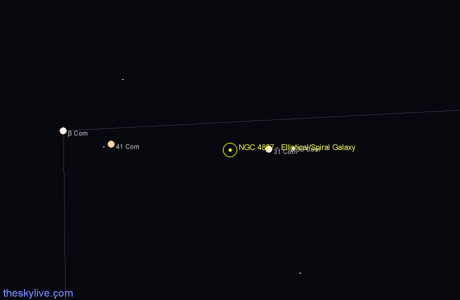 Finder chart NGC 4807 - Elliptical/Spiral Galaxy in Coma Berenices star