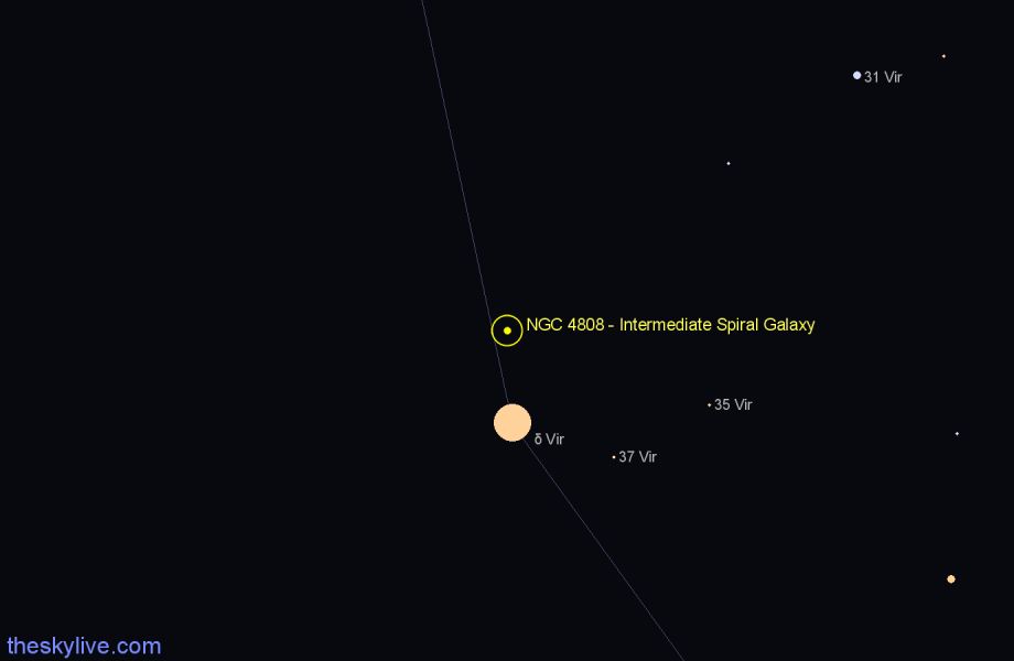 Finder chart NGC 4808 - Intermediate Spiral Galaxy in Virgo star