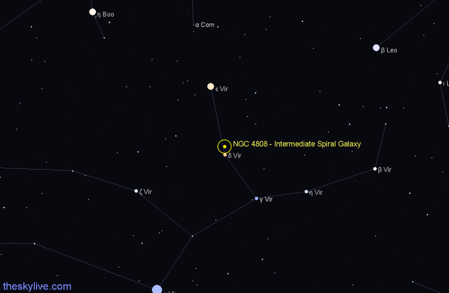 Finder chart NGC 4808 - Intermediate Spiral Galaxy in Virgo star