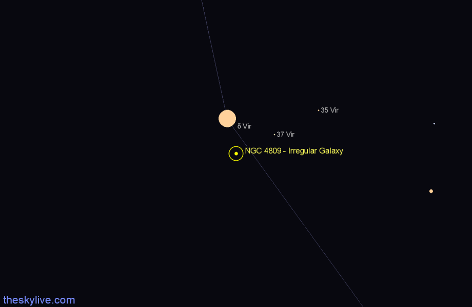 Finder chart NGC 4809 - Irregular Galaxy in Virgo star