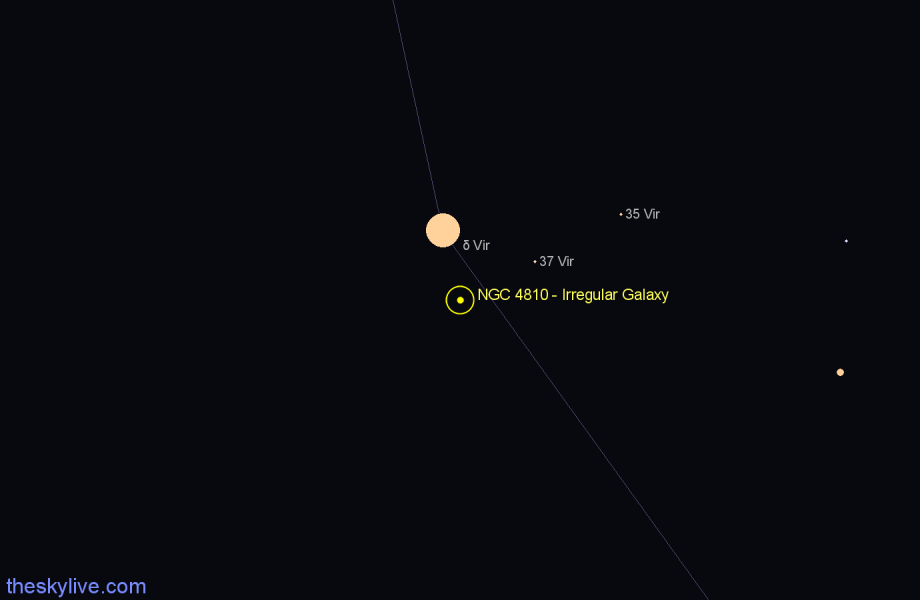 Finder chart NGC 4810 - Irregular Galaxy in Virgo star