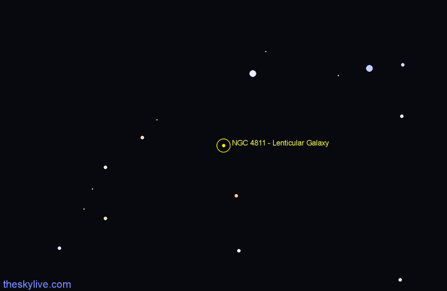 Finder chart NGC 4811 - Lenticular Galaxy in Centaurus star