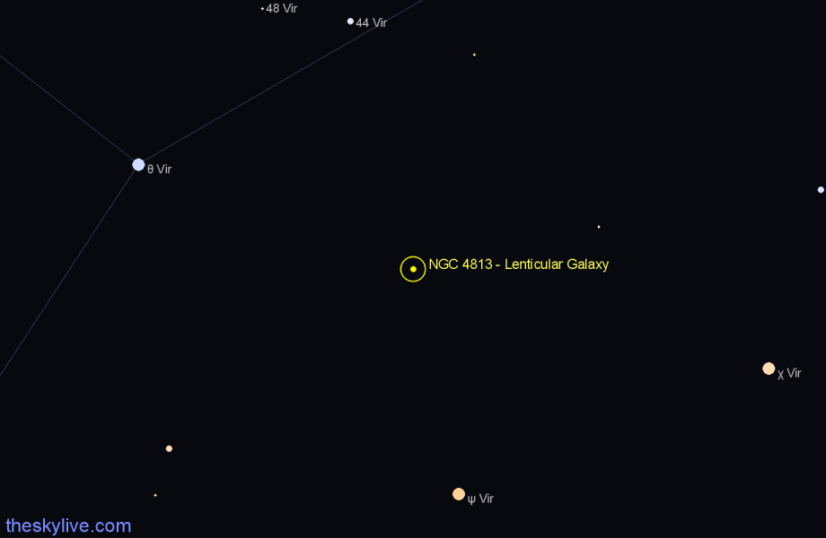 Finder chart NGC 4813 - Lenticular Galaxy in Virgo star