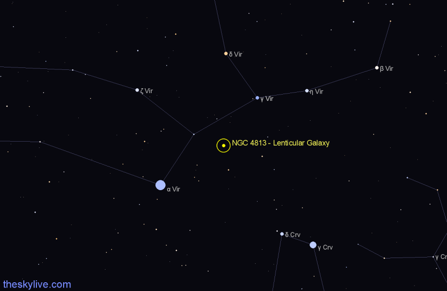 Finder chart NGC 4813 - Lenticular Galaxy in Virgo star