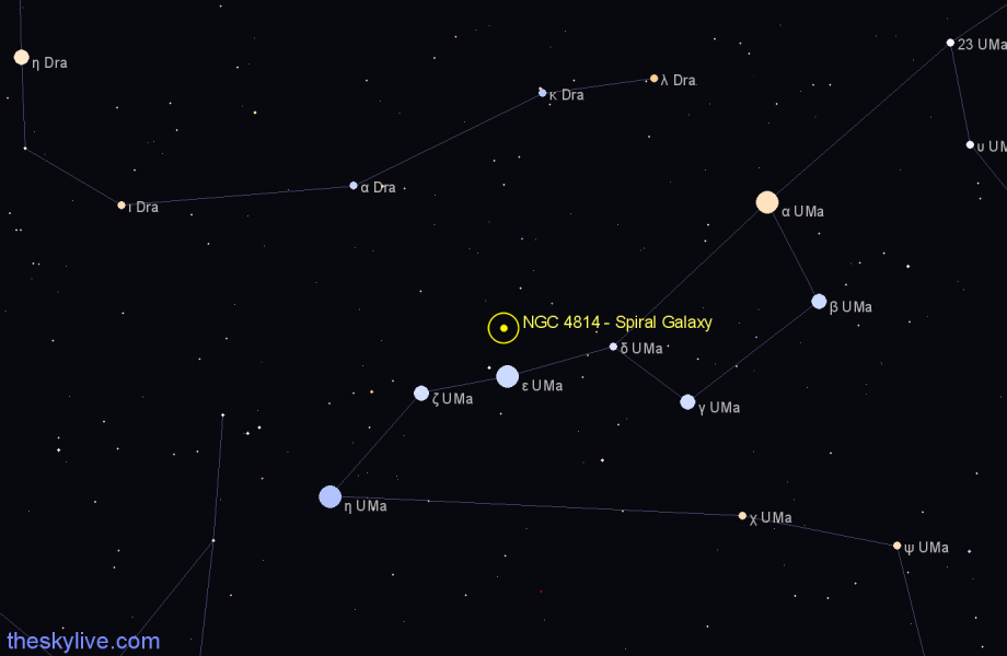 Finder chart NGC 4814 - Spiral Galaxy in Ursa Major star