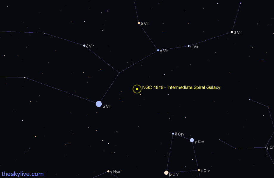 Finder chart NGC 4818 - Intermediate Spiral Galaxy in Virgo star