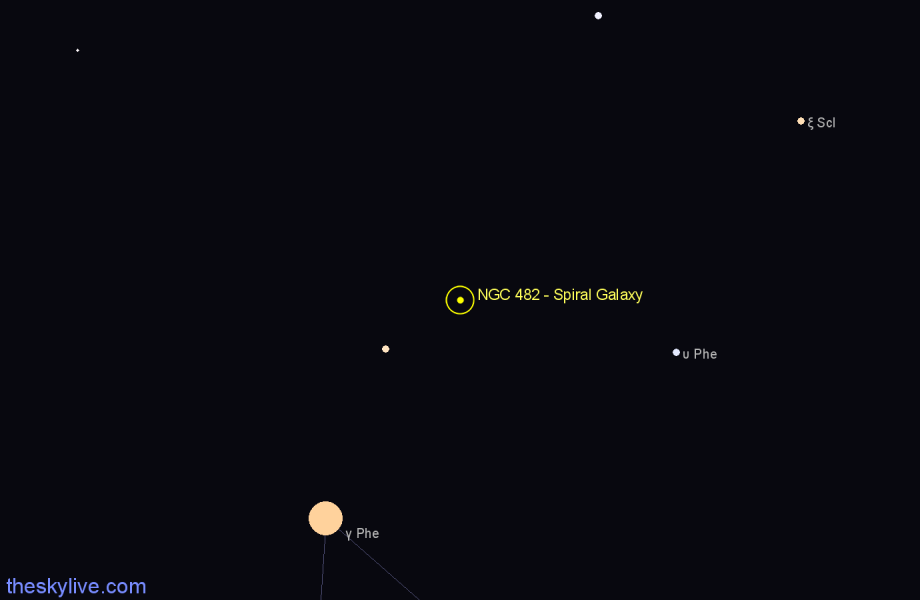 Finder chart NGC 482 - Spiral Galaxy in Phoenix star