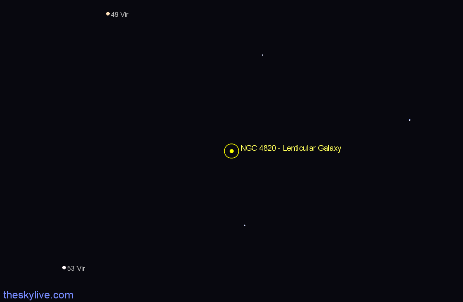 Finder chart NGC 4820 - Lenticular Galaxy in Virgo star