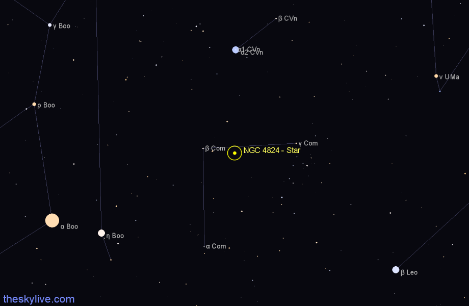 Finder chart NGC 4824 - Star in Coma Berenices star