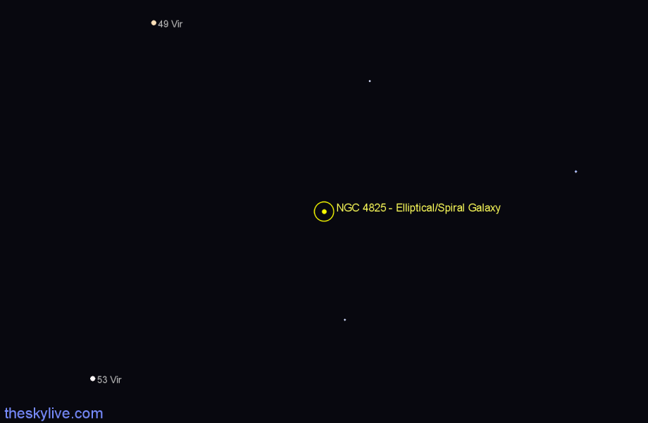 Finder chart NGC 4825 - Elliptical/Spiral Galaxy in Virgo star