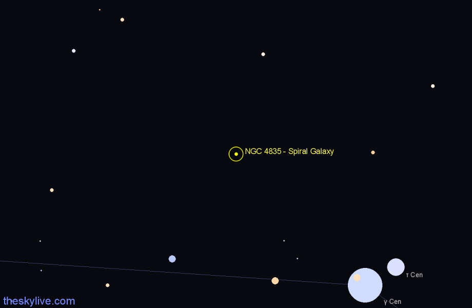 Finder chart NGC 4835 - Spiral Galaxy in Centaurus star