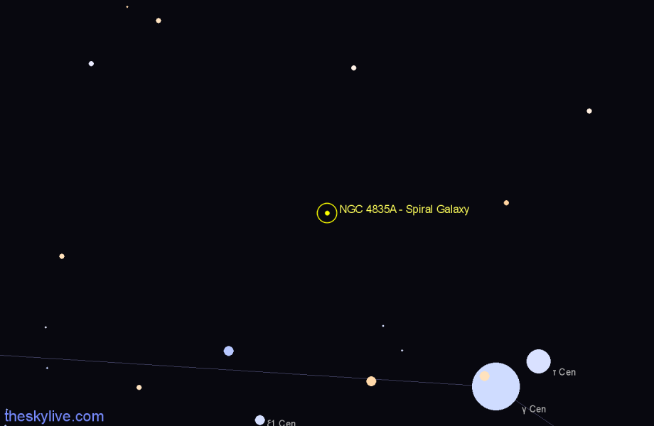 Finder chart NGC 4835A - Spiral Galaxy in Centaurus star