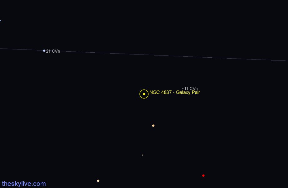 Finder chart NGC 4837 - Galaxy Pair in Canes Venatici star