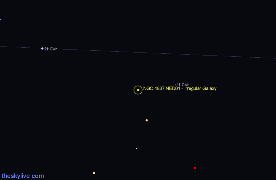 Finder chart NGC 4837 NED01 - Irregular Galaxy in Canes Venatici star
