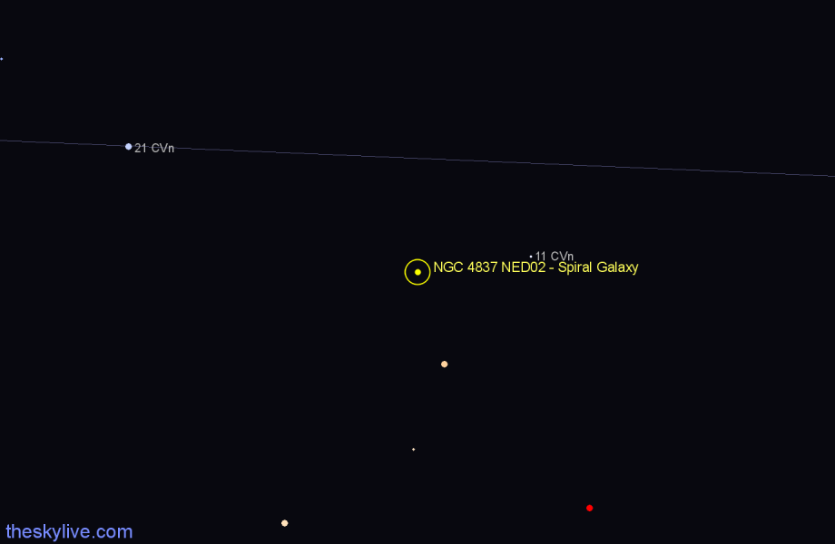 Finder chart NGC 4837 NED02 - Spiral Galaxy in Canes Venatici star