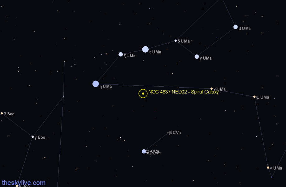 Finder chart NGC 4837 NED02 - Spiral Galaxy in Canes Venatici star