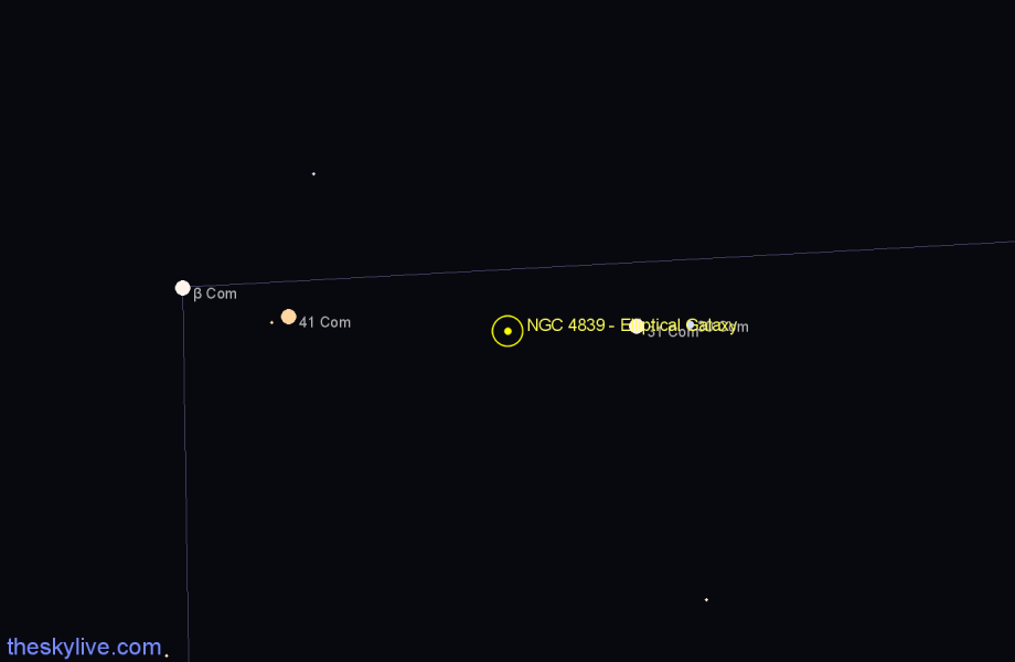 Finder chart NGC 4839 - Elliptical Galaxy in Coma Berenices star