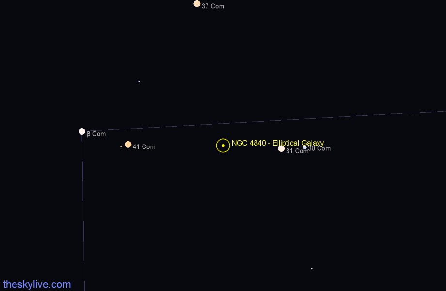 Finder chart NGC 4840 - Elliptical Galaxy in Coma Berenices star