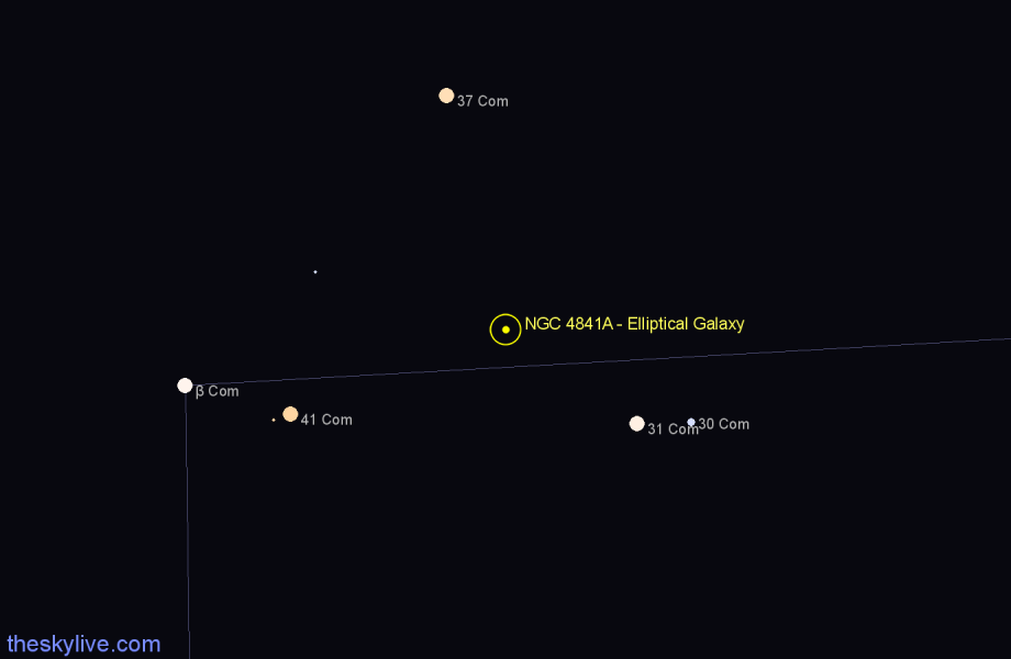 Finder chart NGC 4841A - Elliptical Galaxy in Coma Berenices star