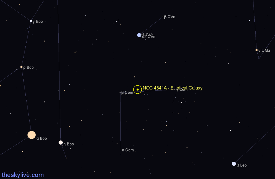 Finder chart NGC 4841A - Elliptical Galaxy in Coma Berenices star