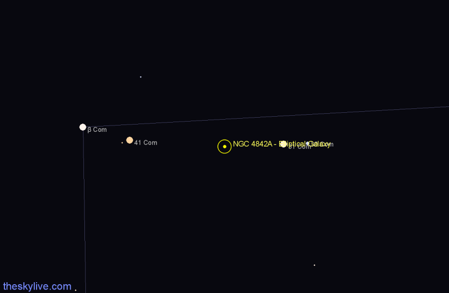 Finder chart NGC 4842A - Elliptical Galaxy in Coma Berenices star