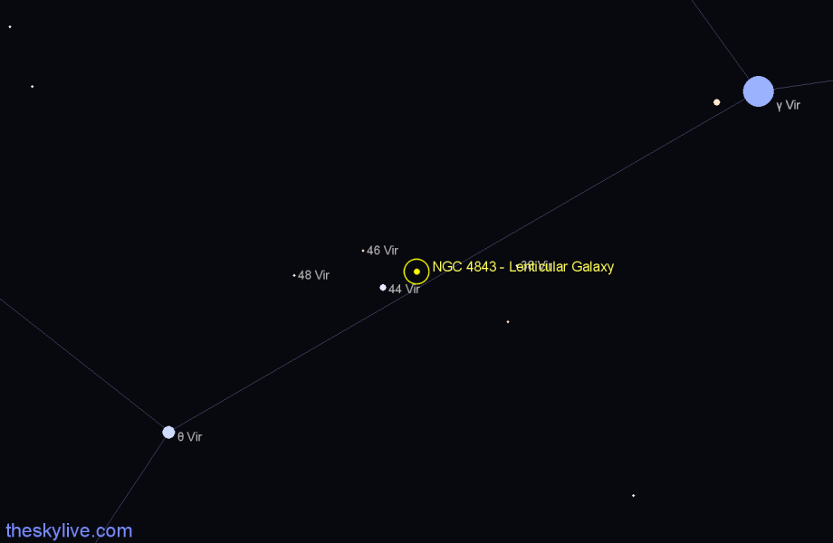 Finder chart NGC 4843 - Lenticular Galaxy in Virgo star