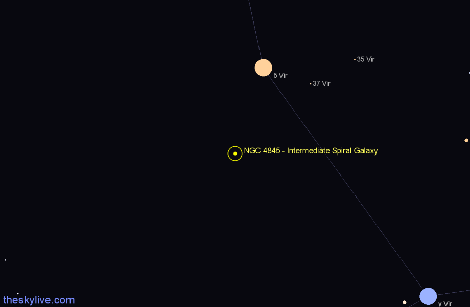 Finder chart NGC 4845 - Intermediate Spiral Galaxy in Virgo star