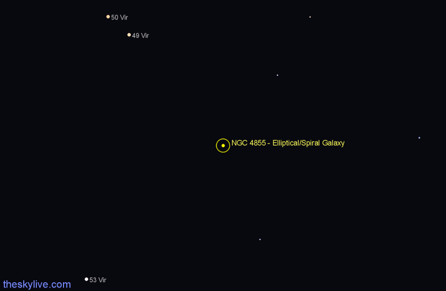 Finder chart NGC 4855 - Elliptical/Spiral Galaxy in Virgo star