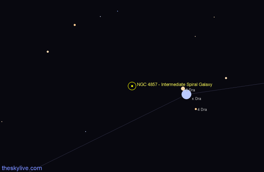 Finder chart NGC 4857 - Intermediate Spiral Galaxy in Draco star
