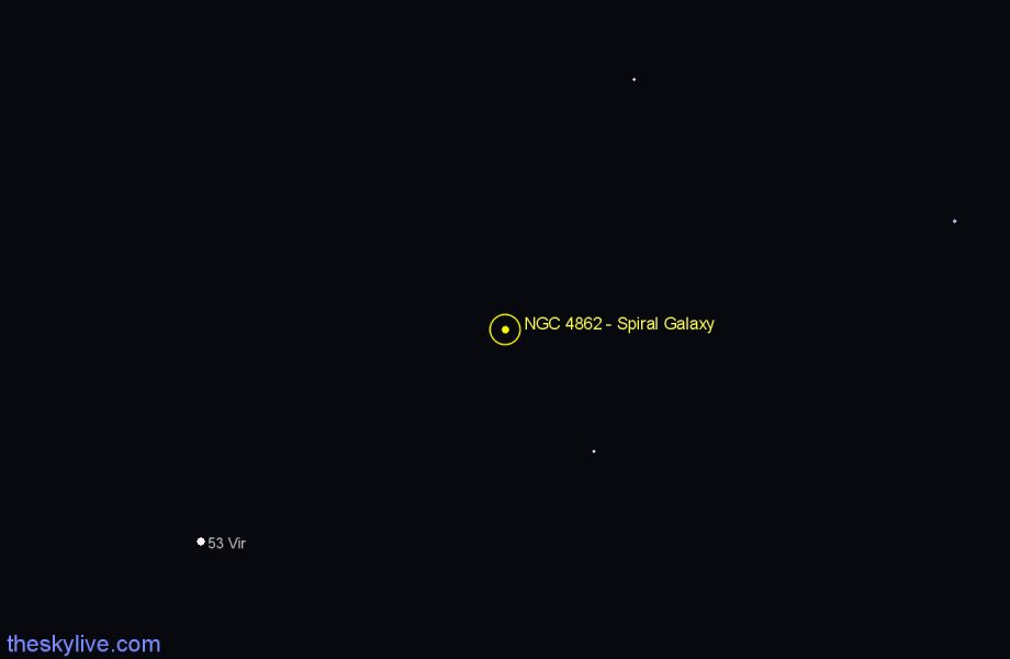 Finder chart NGC 4862 - Spiral Galaxy in Virgo star
