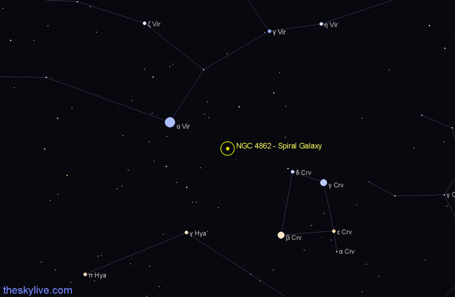 Finder chart NGC 4862 - Spiral Galaxy in Virgo star