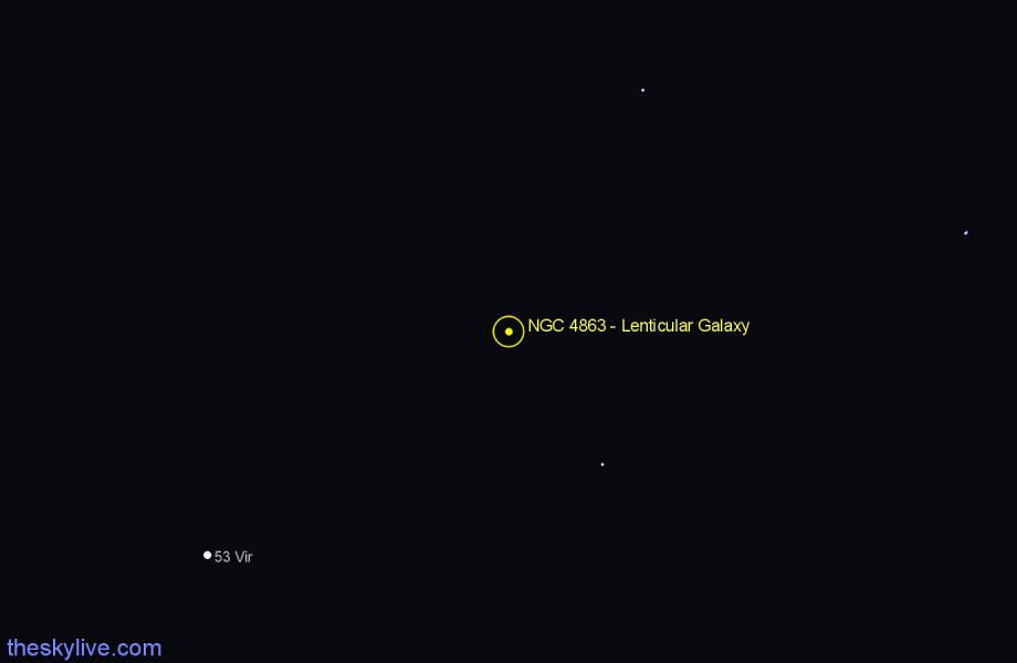 Finder chart NGC 4863 - Lenticular Galaxy in Virgo star