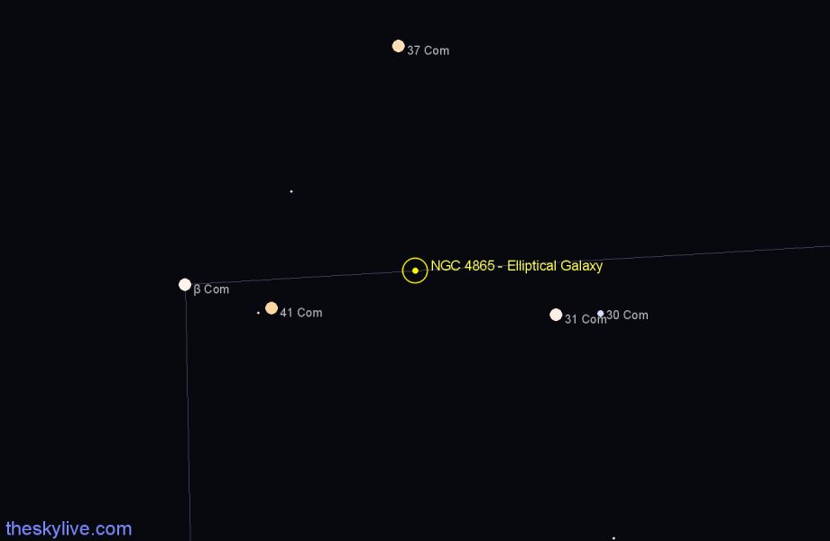 Finder chart NGC 4865 - Elliptical Galaxy in Coma Berenices star