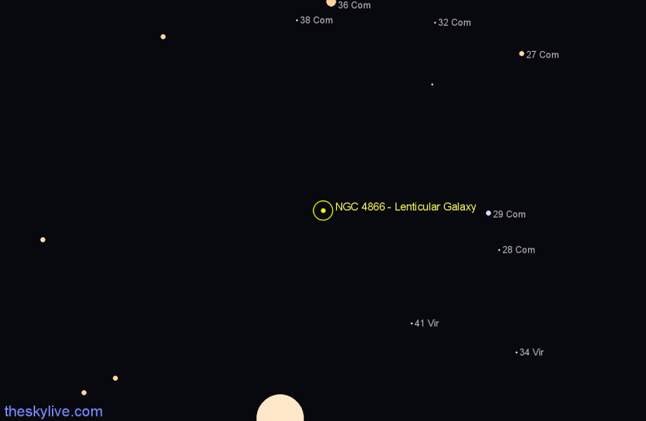 Finder chart NGC 4866 - Lenticular Galaxy in Virgo star