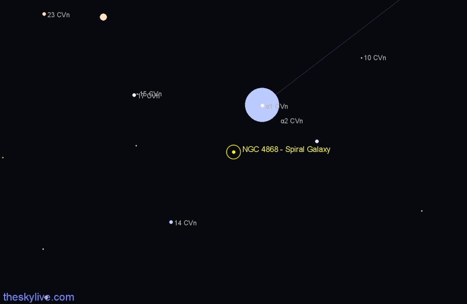 Finder chart NGC 4868 - Spiral Galaxy in Canes Venatici star