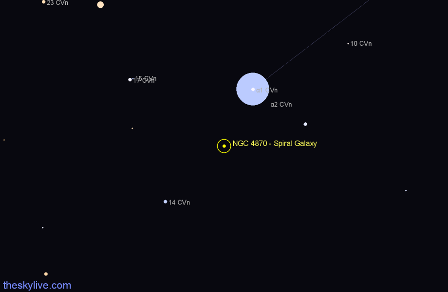 Finder chart NGC 4870 - Spiral Galaxy in Canes Venatici star