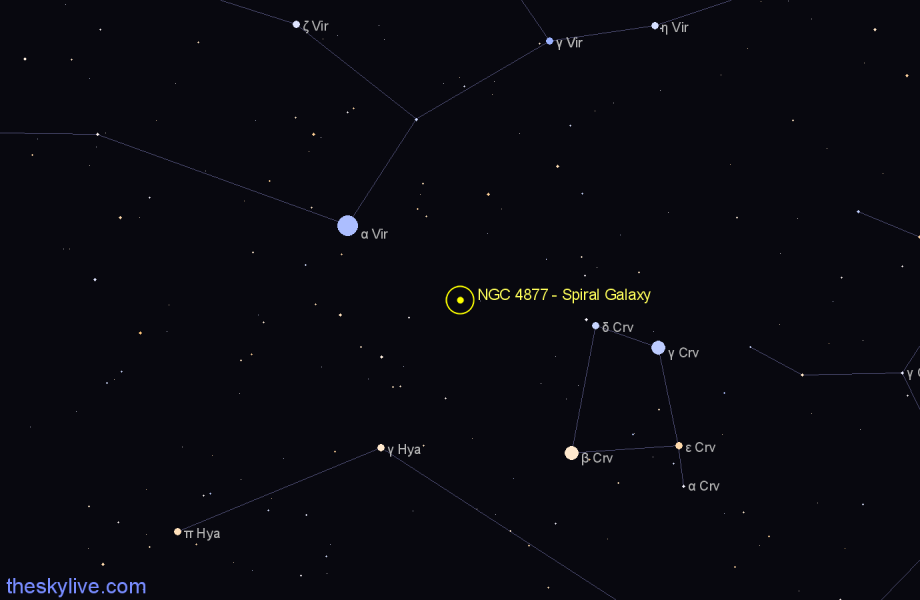 Finder chart NGC 4877 - Spiral Galaxy in Virgo star