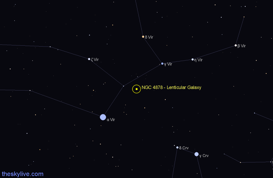 Finder chart NGC 4878 - Lenticular Galaxy in Virgo star