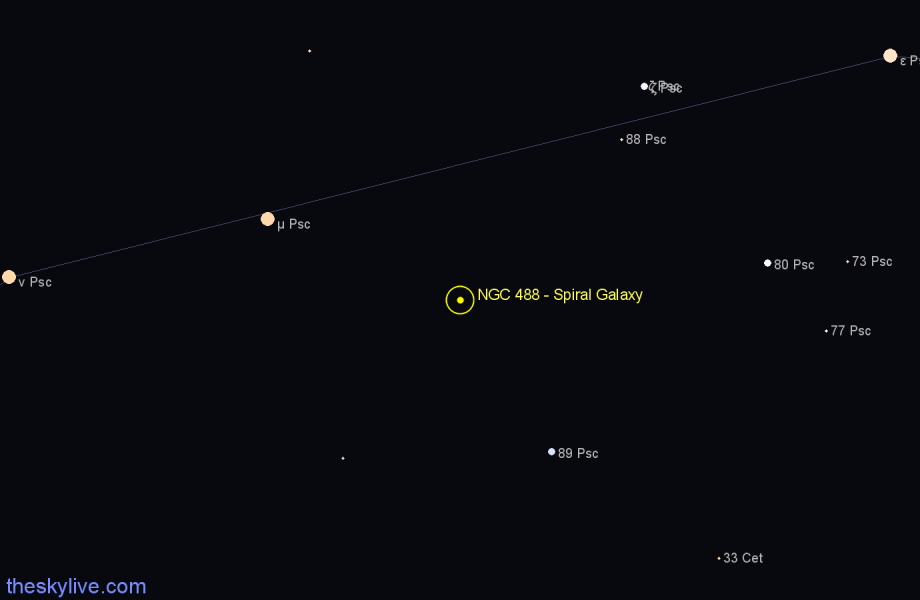 Finder chart NGC 488 - Spiral Galaxy in Pisces star