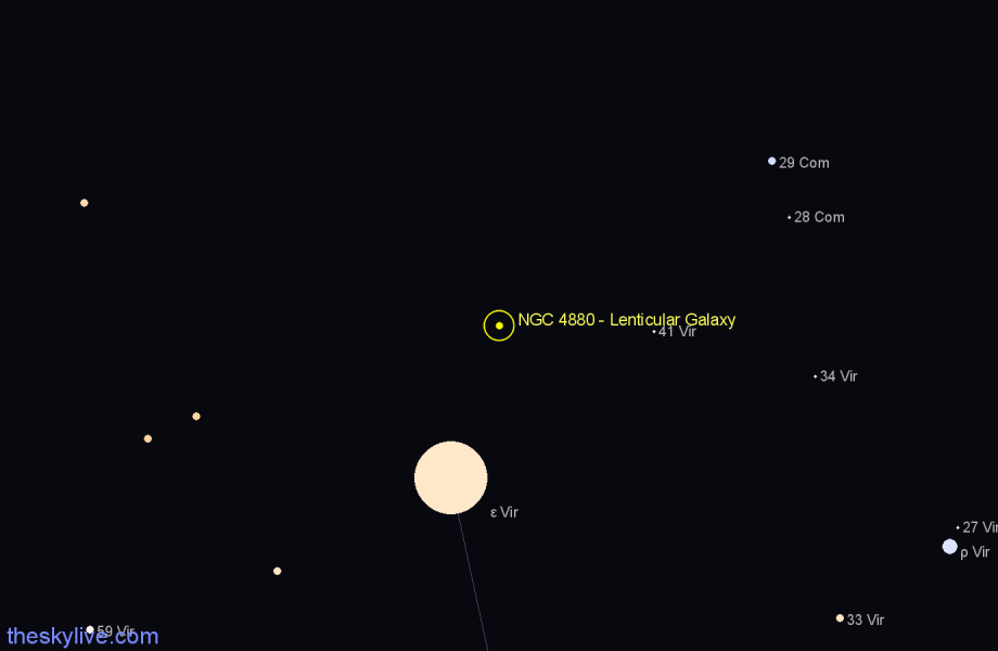 Finder chart NGC 4880 - Lenticular Galaxy in Virgo star