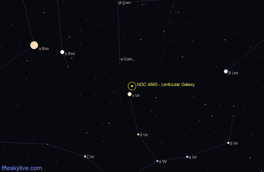 Finder chart NGC 4880 - Lenticular Galaxy in Virgo star