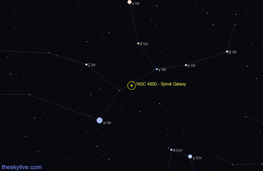 Finder chart NGC 4890 - Spiral Galaxy in Virgo star