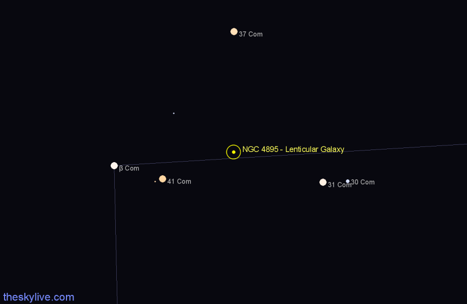 Finder chart NGC 4895 - Lenticular Galaxy in Coma Berenices star