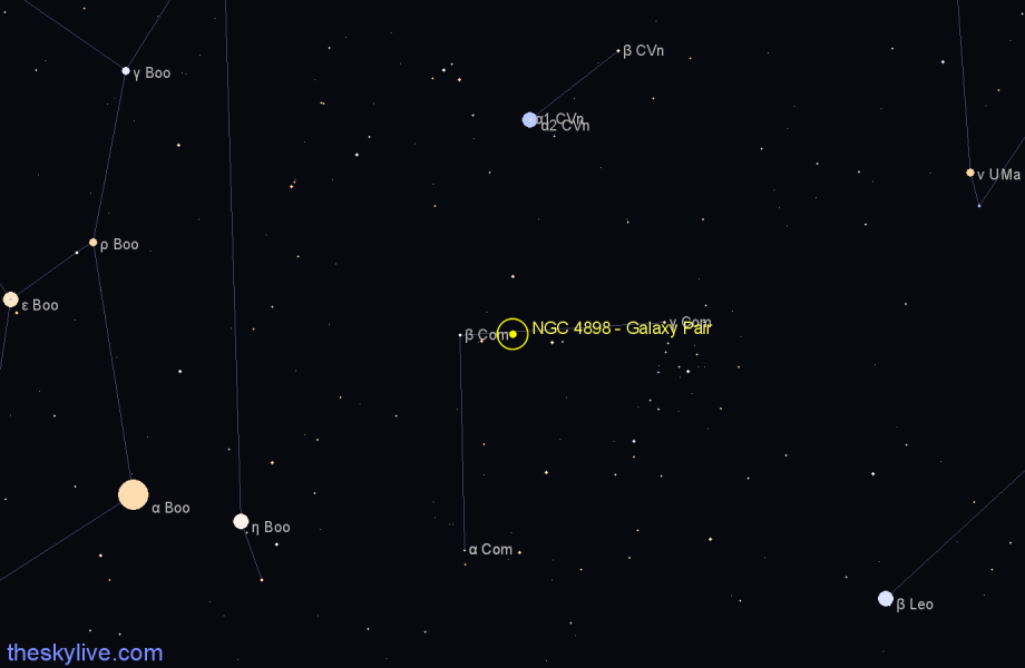 Finder chart NGC 4898 - Galaxy Pair in Coma Berenices star