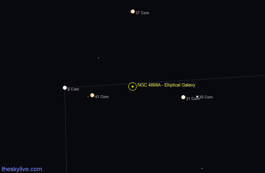 Finder chart NGC 4898A - Elliptical Galaxy in Coma Berenices star