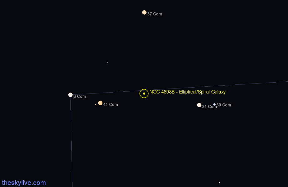 Finder chart NGC 4898B - Elliptical/Spiral Galaxy in Coma Berenices star