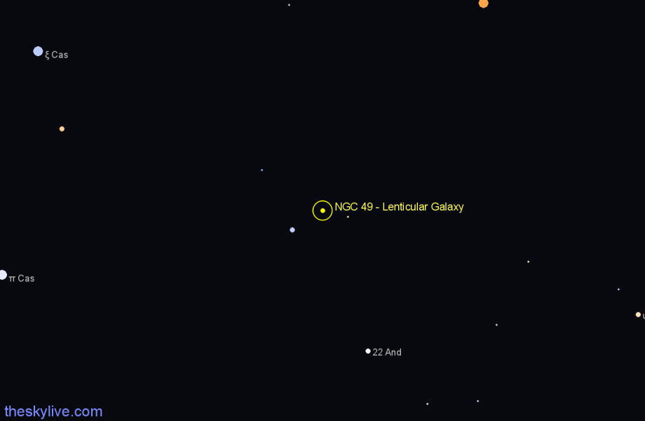 Finder chart NGC 49 - Lenticular Galaxy in Andromeda star