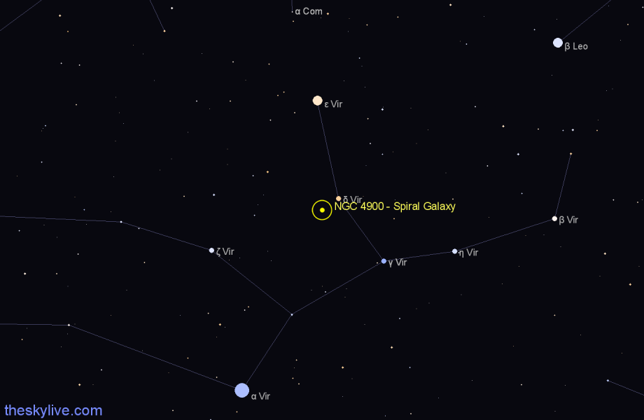 Finder chart NGC 4900 - Spiral Galaxy in Virgo star